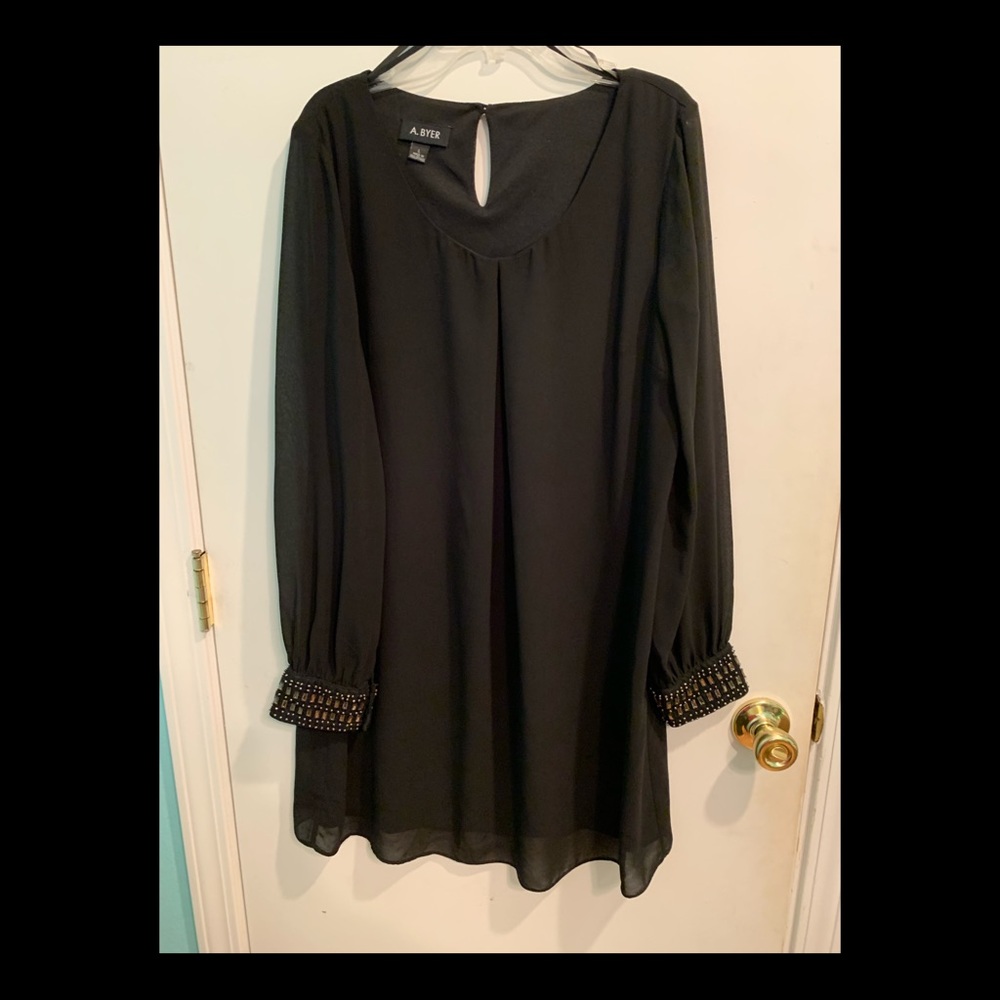 Black Dress with beaded detailing on the sleeves